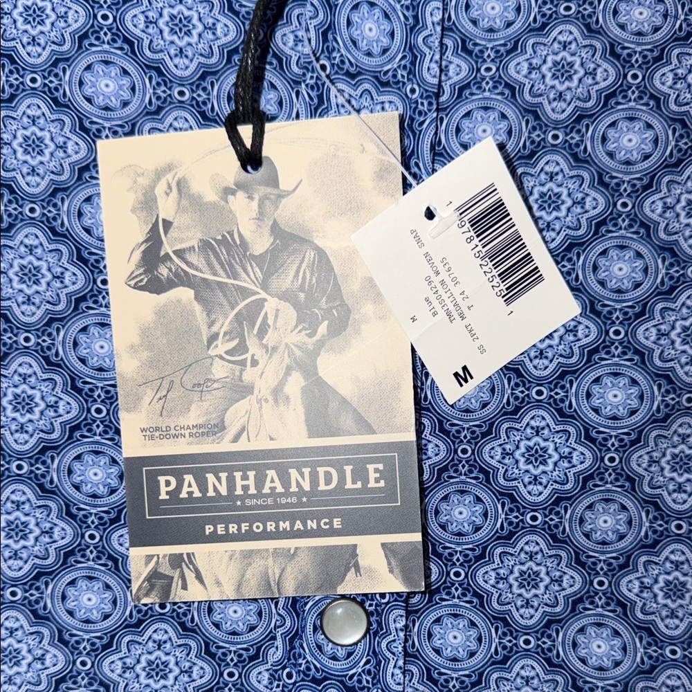 Panhandle Men's Royal Blue Medallion Western Pearl Snap Shirt - Picture 2 of 5